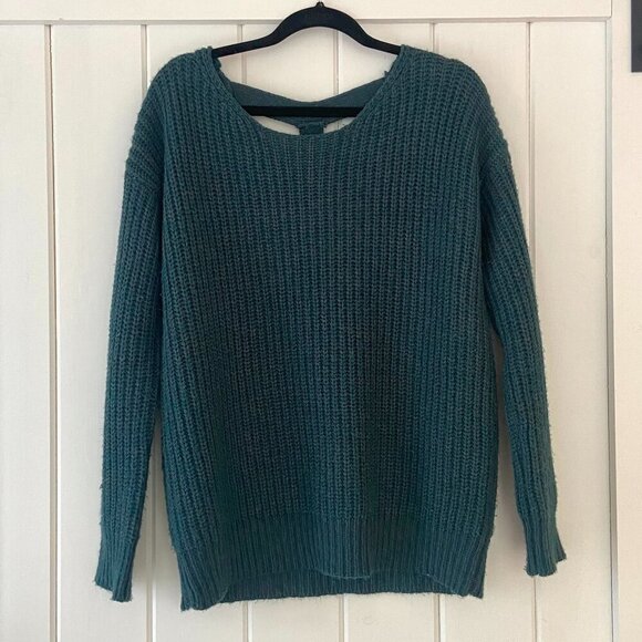 Urban Outfitters Sparkle & Fade Dark Teal Chunky Knit Oversized Sweater Size S - Picture 1 of 8